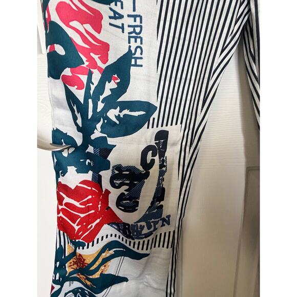 Vintage style Striped Patchwork Wide Leg Pants Floral Retro Travel Print –Size M - Picture 9 of 12